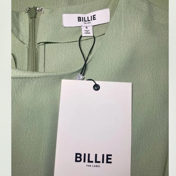 BILLIE The Label Revolve Helena Mini Dress Women’s Sage Green Puff Sleeves - Picture 13 of 16